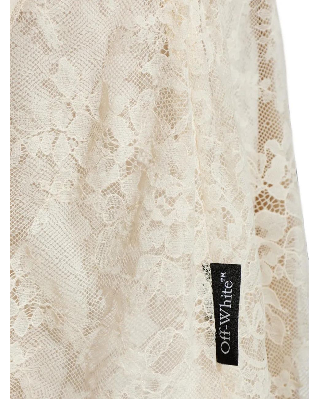 Off-White c/o Virgil Abloh White Lace-Insert Satin Dress