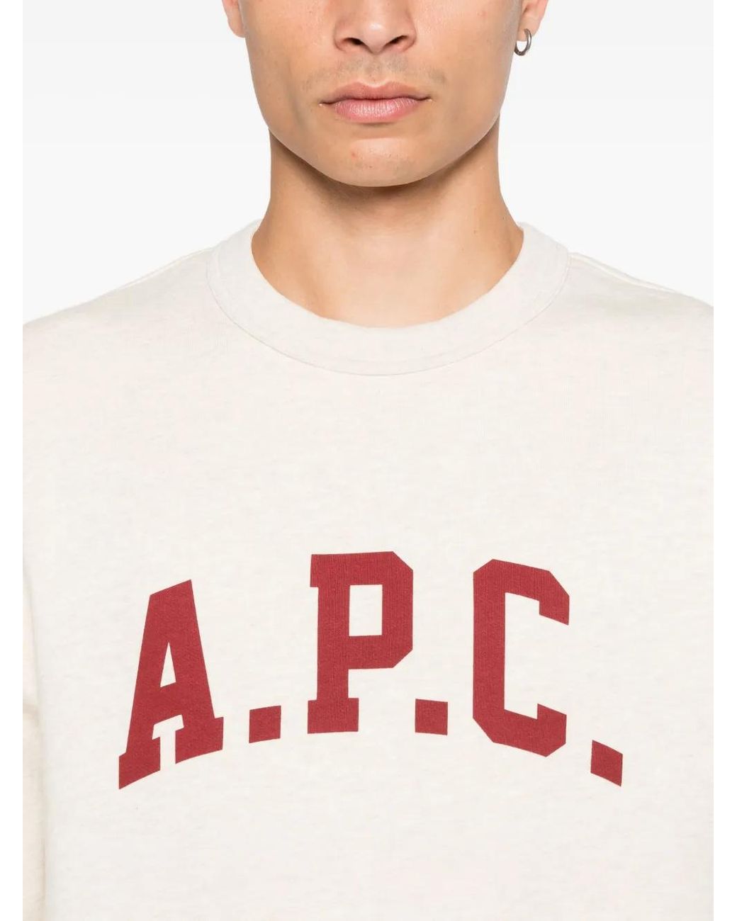 A.P.C. White Logo-Print Crew Neck Sweatshirt for men