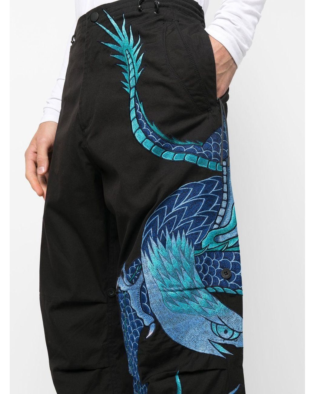 パンツ Maharishi Blue Dragon Trousers Maharishi Dragon-print Straight Trousers in Blue for Men | Lyst UK