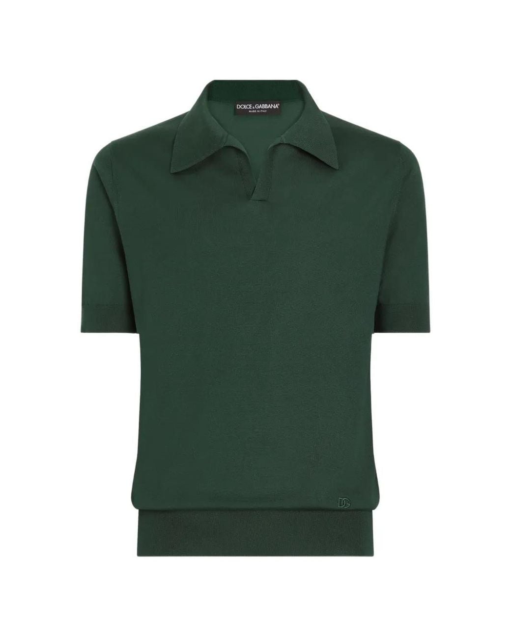 Dolce & Gabbana Green Knit Polo Shirt for men