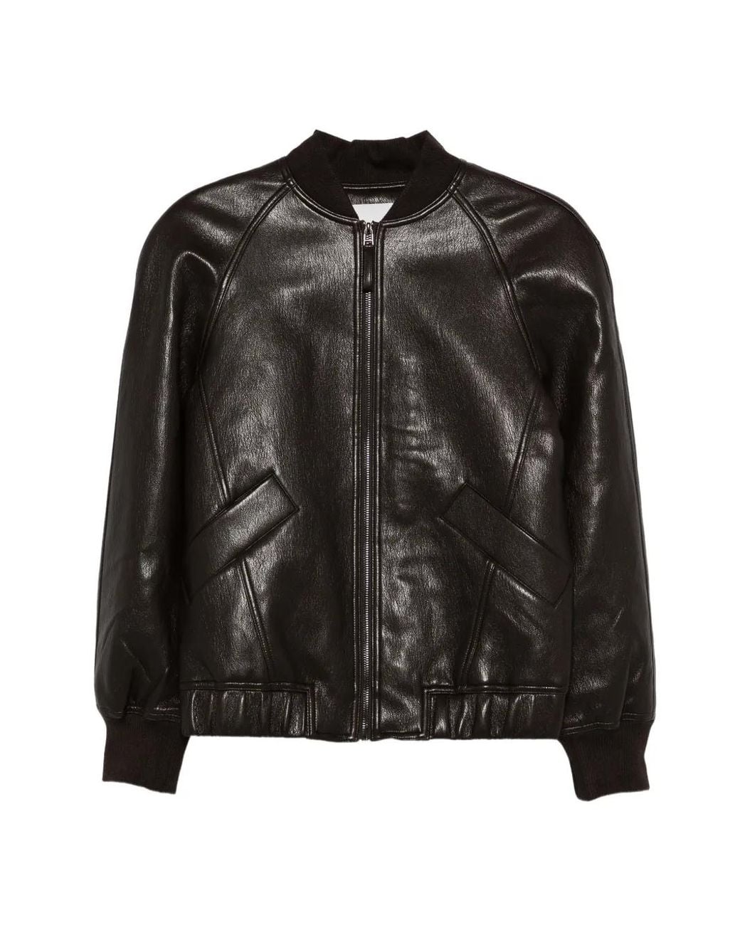 Frankie Shop Black Alena Faux-Leather Bomber Jacket