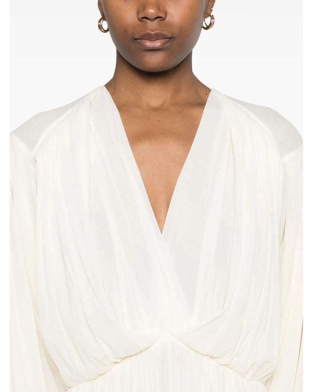 Philosophy Di Lorenzo Serafini White V-Neck Maxi Dress