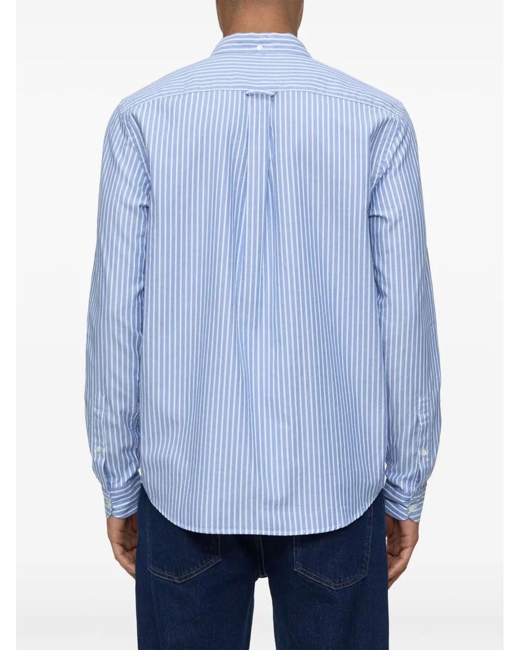 Closed Blue Striped Cotton Shirt for men