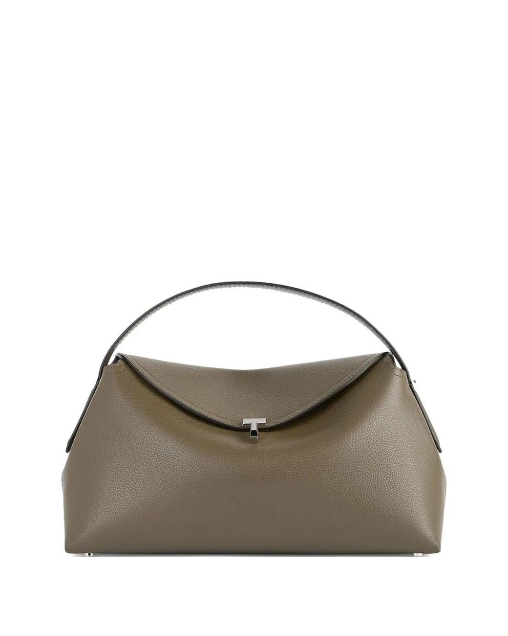 Totême Green T-Lock Grained-Leather Top Handle