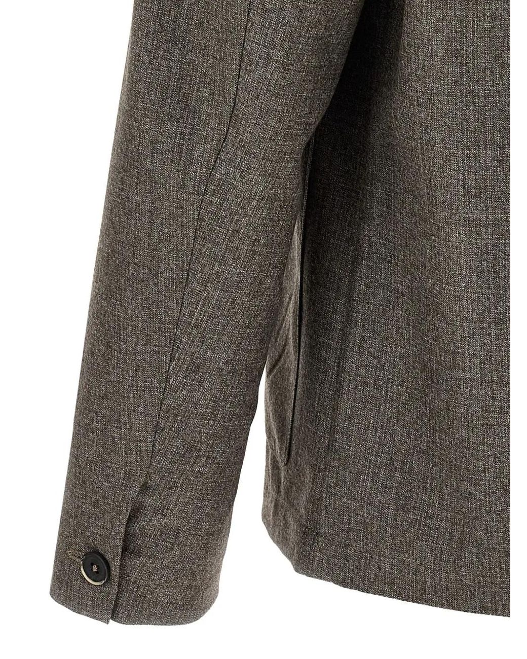 Barena Gray Patch-Pocket Button-Closure Shirt for men