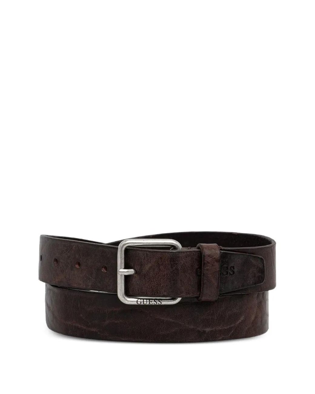 Guess Black Distressed-Effect Leather Belt for men