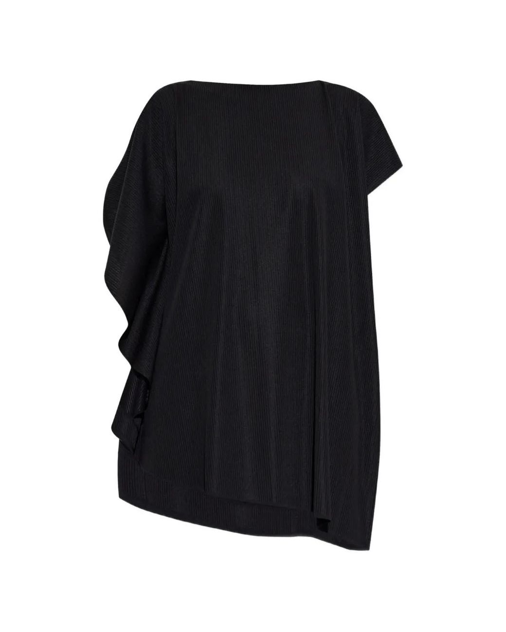 Pleats Please Issey Miyake Black A-Poc Slice Pleated Ruffled Top