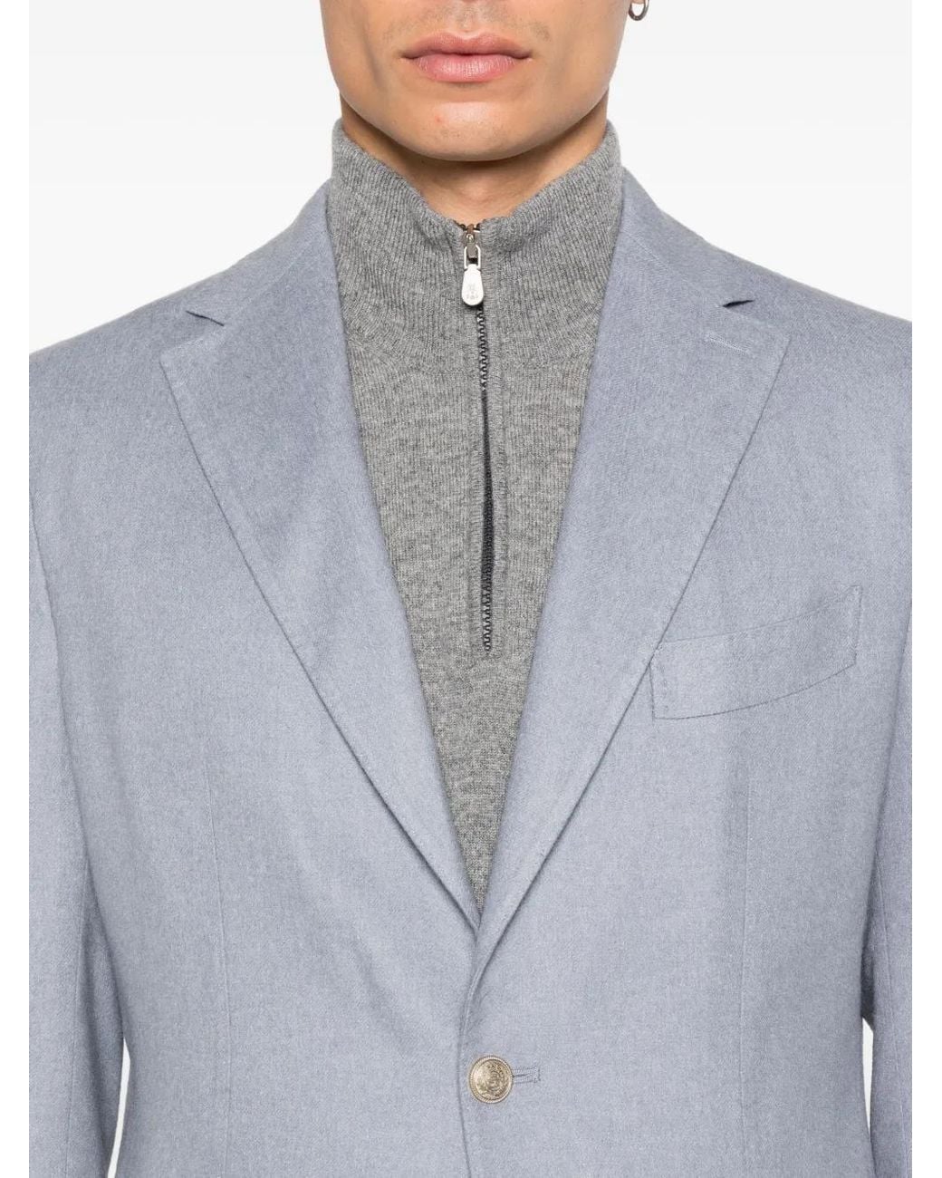 Eleventy Blue Patch-Pocket Single-Breasted Blazer for men