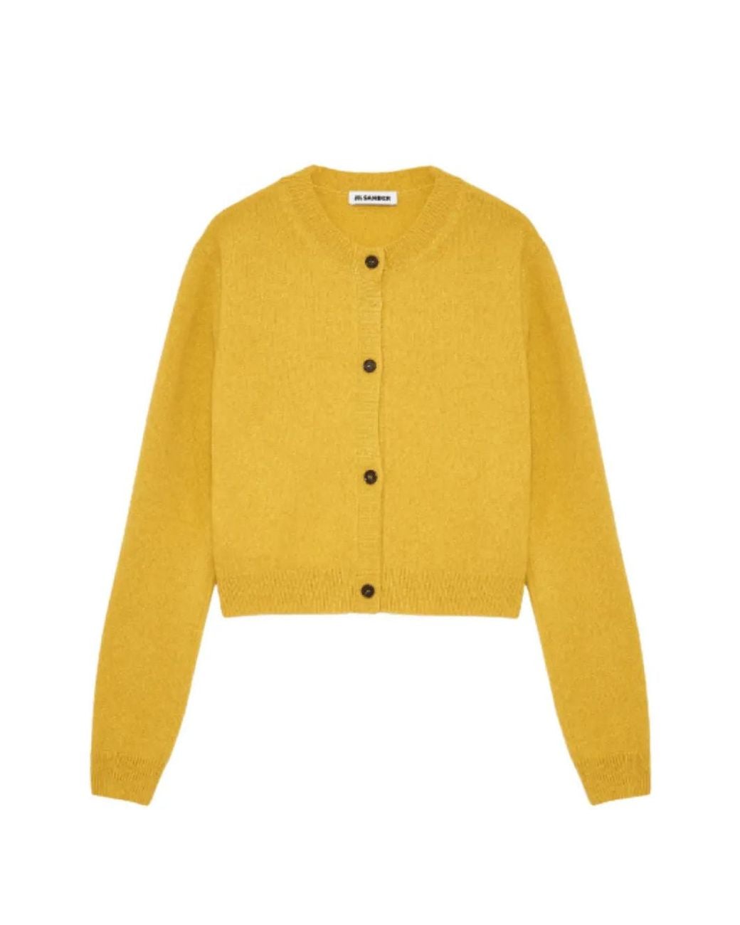 Jil Sander Yellow Cashmere-Blend Crew-Neck Cardigan