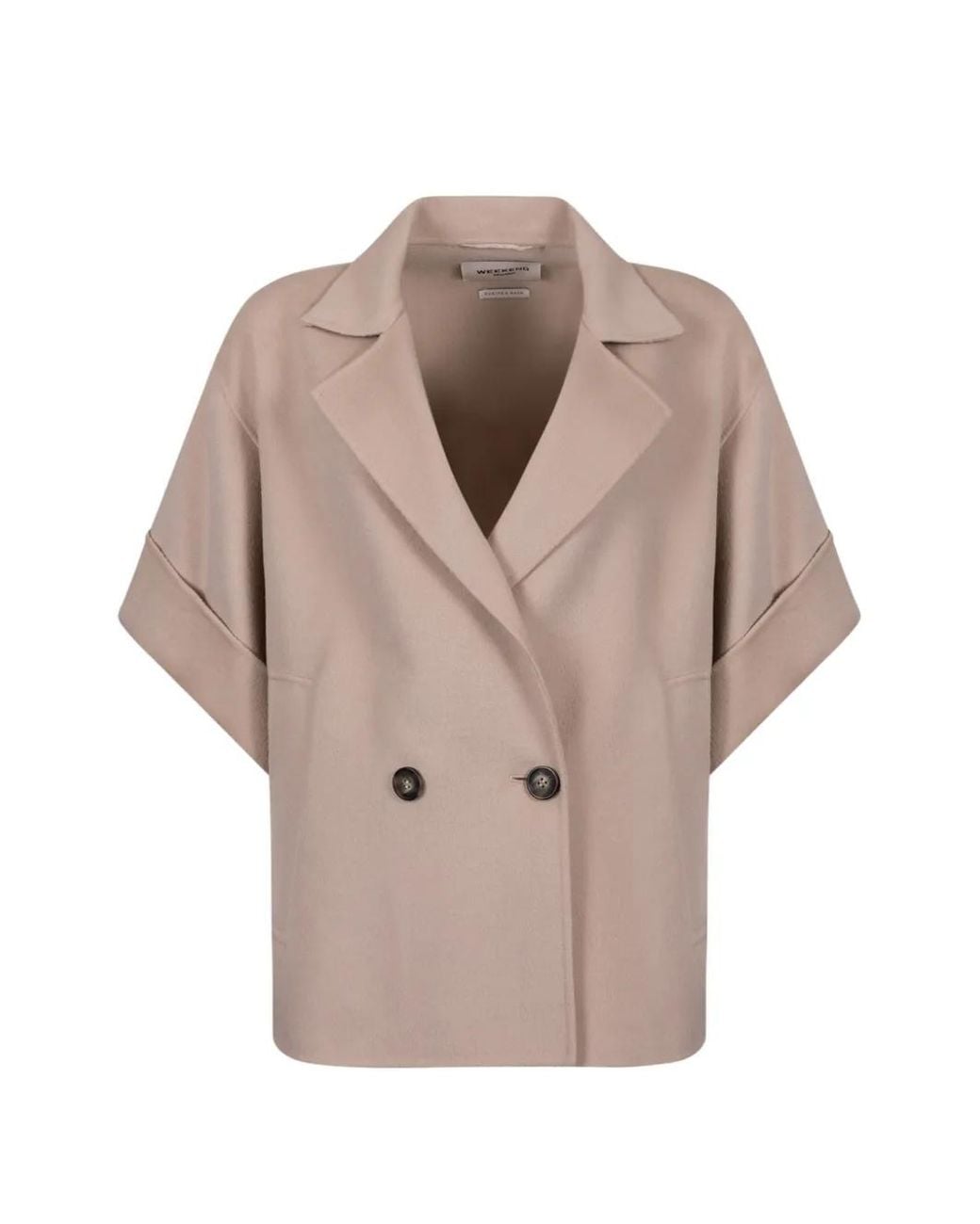 Weekend by Maxmara Natural Double-Breasted Virgin Wool Coat