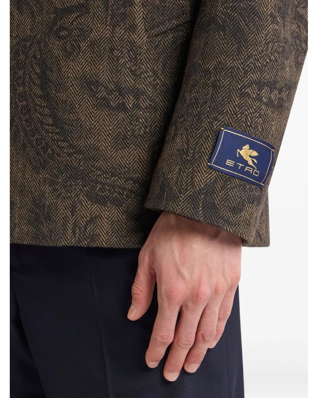 Etro Black Paisley Print Pea Coat for men