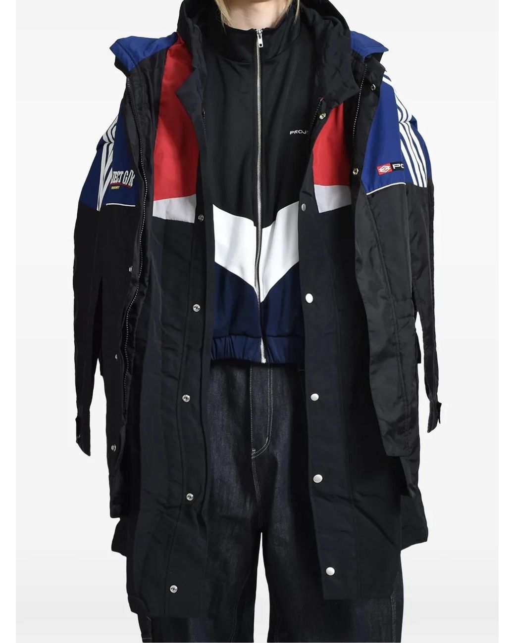 PROJECT G/R Blue Multi-Layered Padded Coat for men