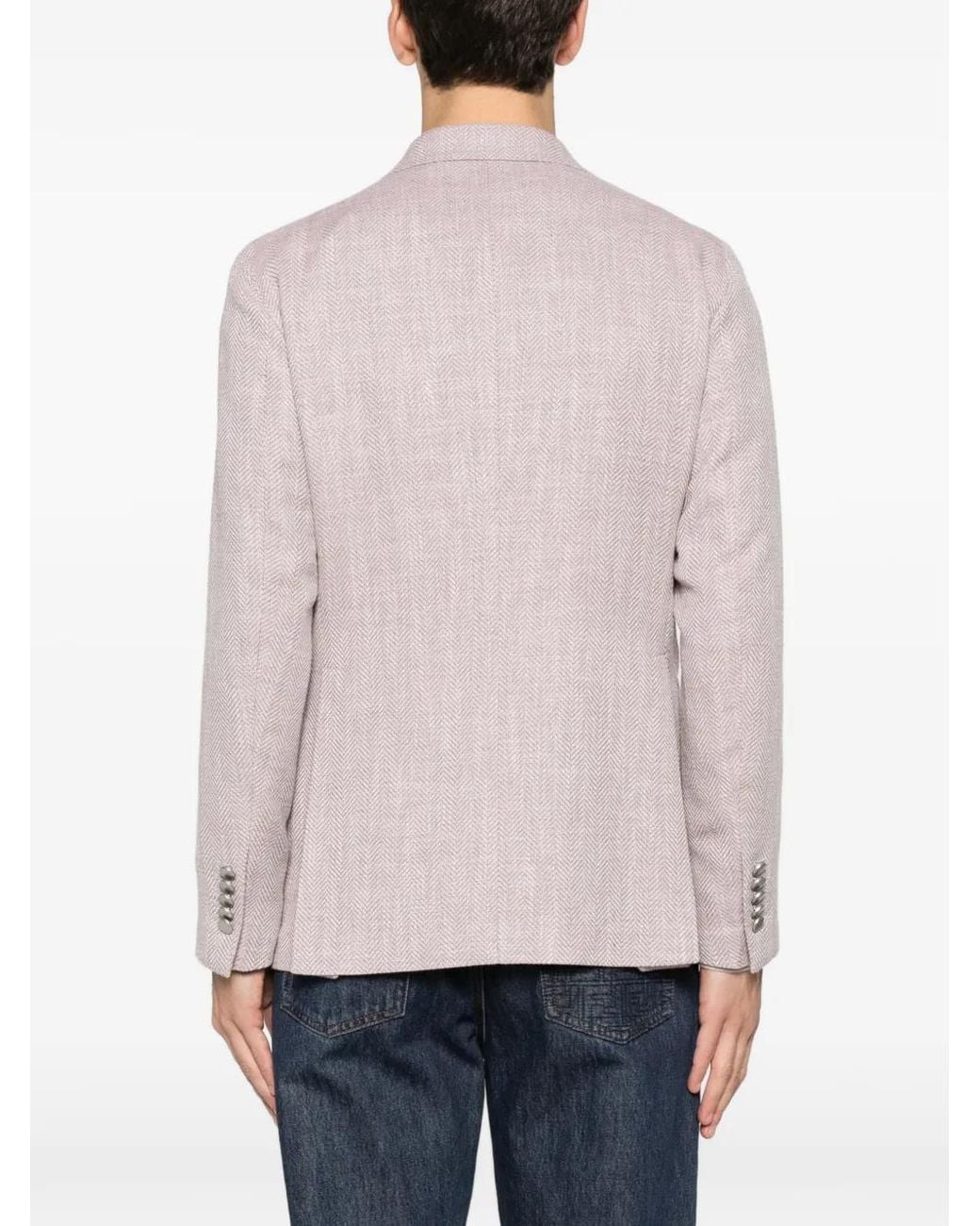 Tagliatore Pink Double-Breasted Herringbone Blazer for men