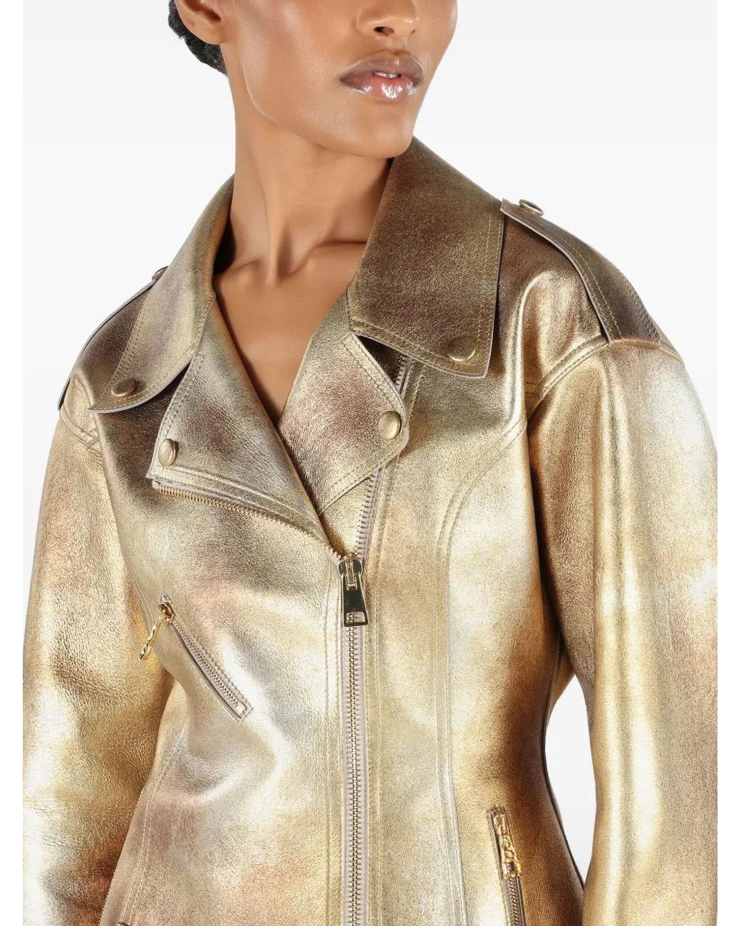 Roberto Cavalli Natural Leather Biker Jacket