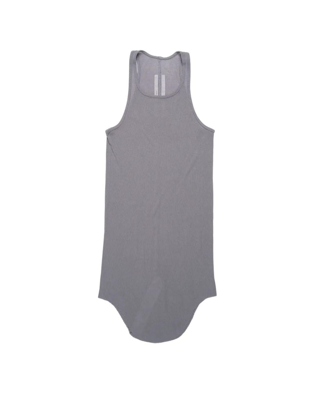 Rick Owens Gray Ribbed-Knit Curved-Hem Tank Top