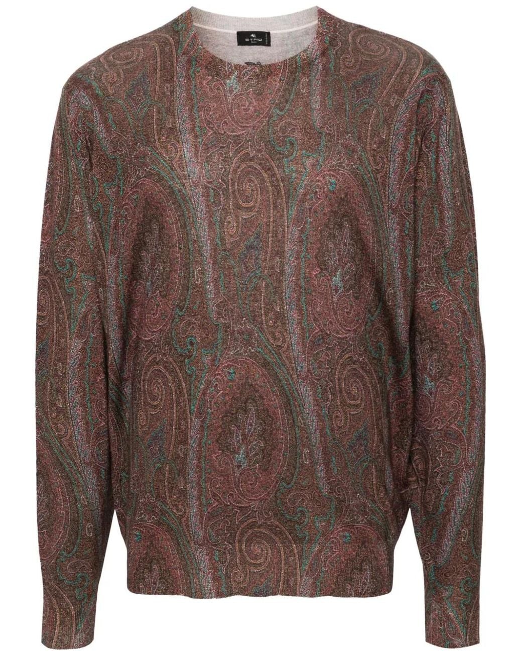 Etro Brown Paisley Sweater for men