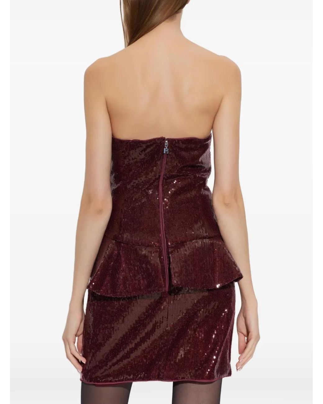 ROTATE BIRGER CHRISTENSEN Purple Sequin-Embellished Peplum Mini Dress