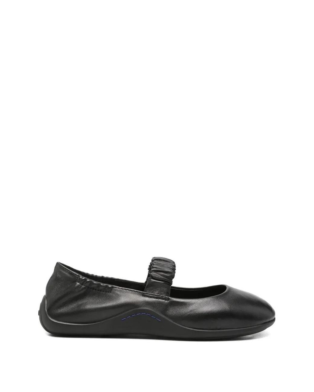 Ash White Ruched-Strap Leather Ballet Flats