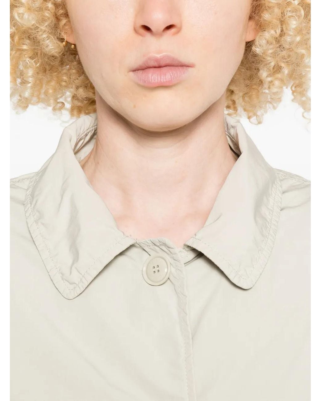 Aspesi White Manteau Mi-Long Droit