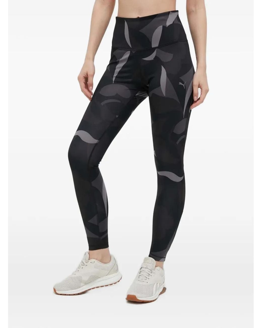 PUMA Black Abstract-Print Mesh-Panel Leggings