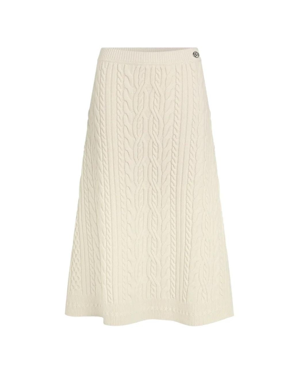 Karl Lagerfeld White Wool-Blend Cable Knit Skirt