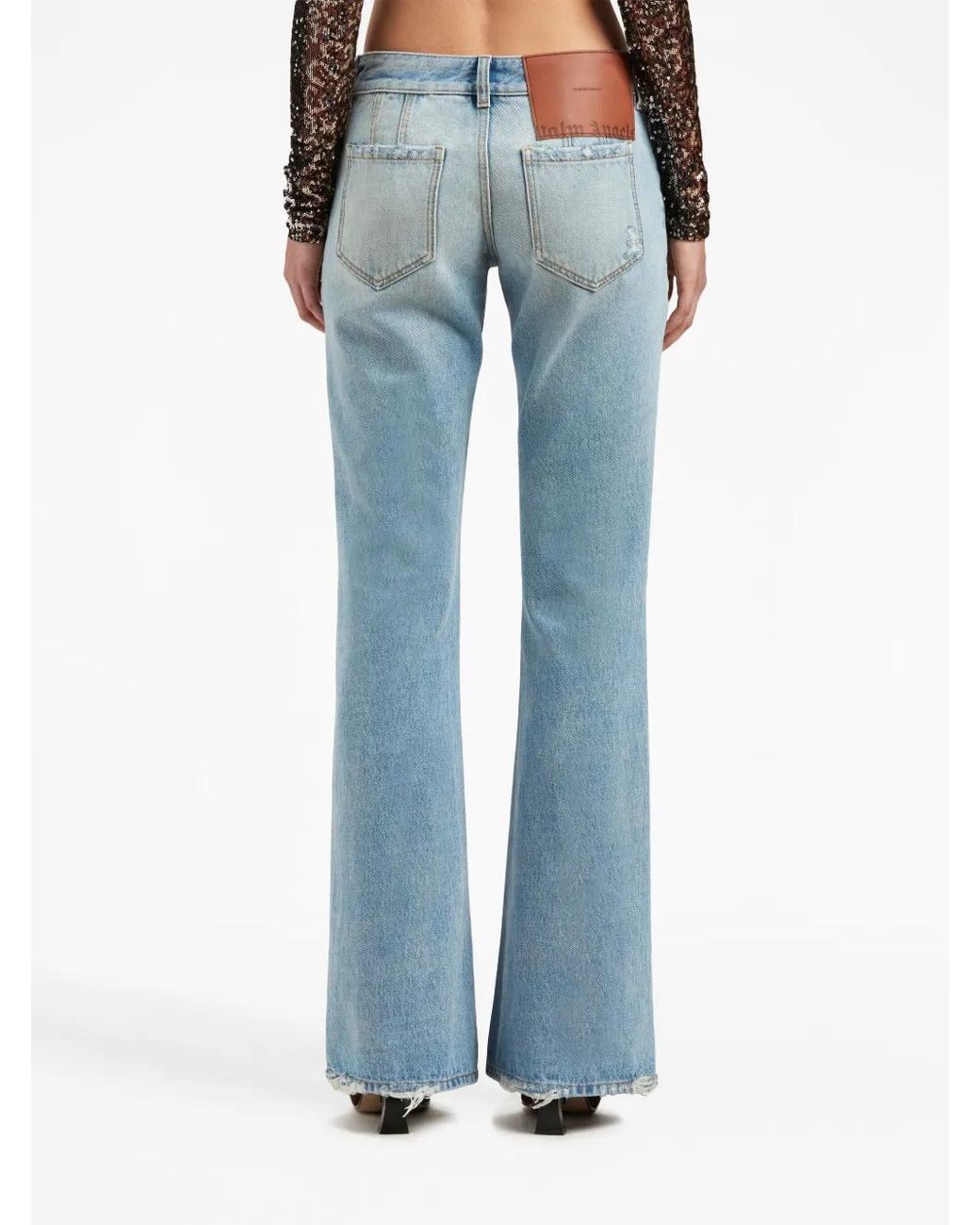 Palm Angels Blue Low-Rise Bootcut Jeans