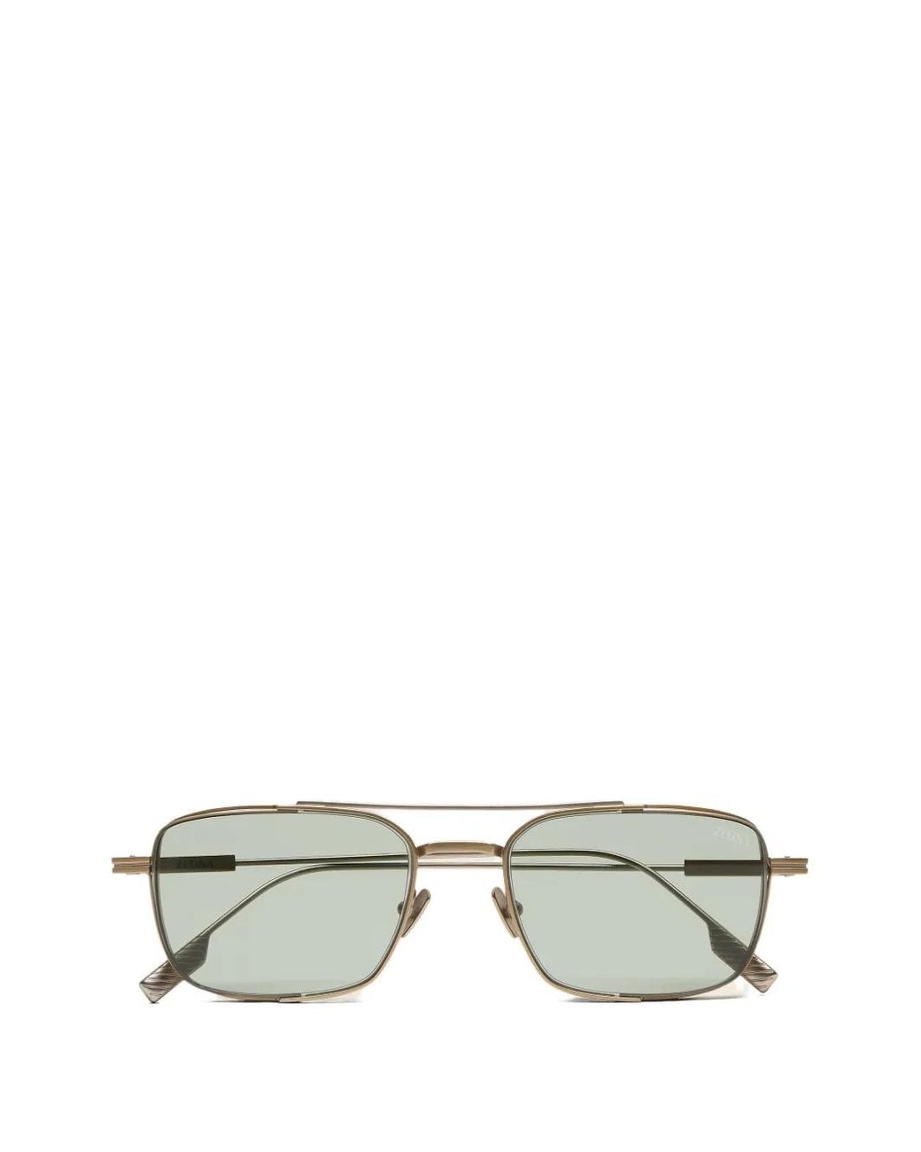 Zegna Metallic Rectangle-Frame Sunglasses