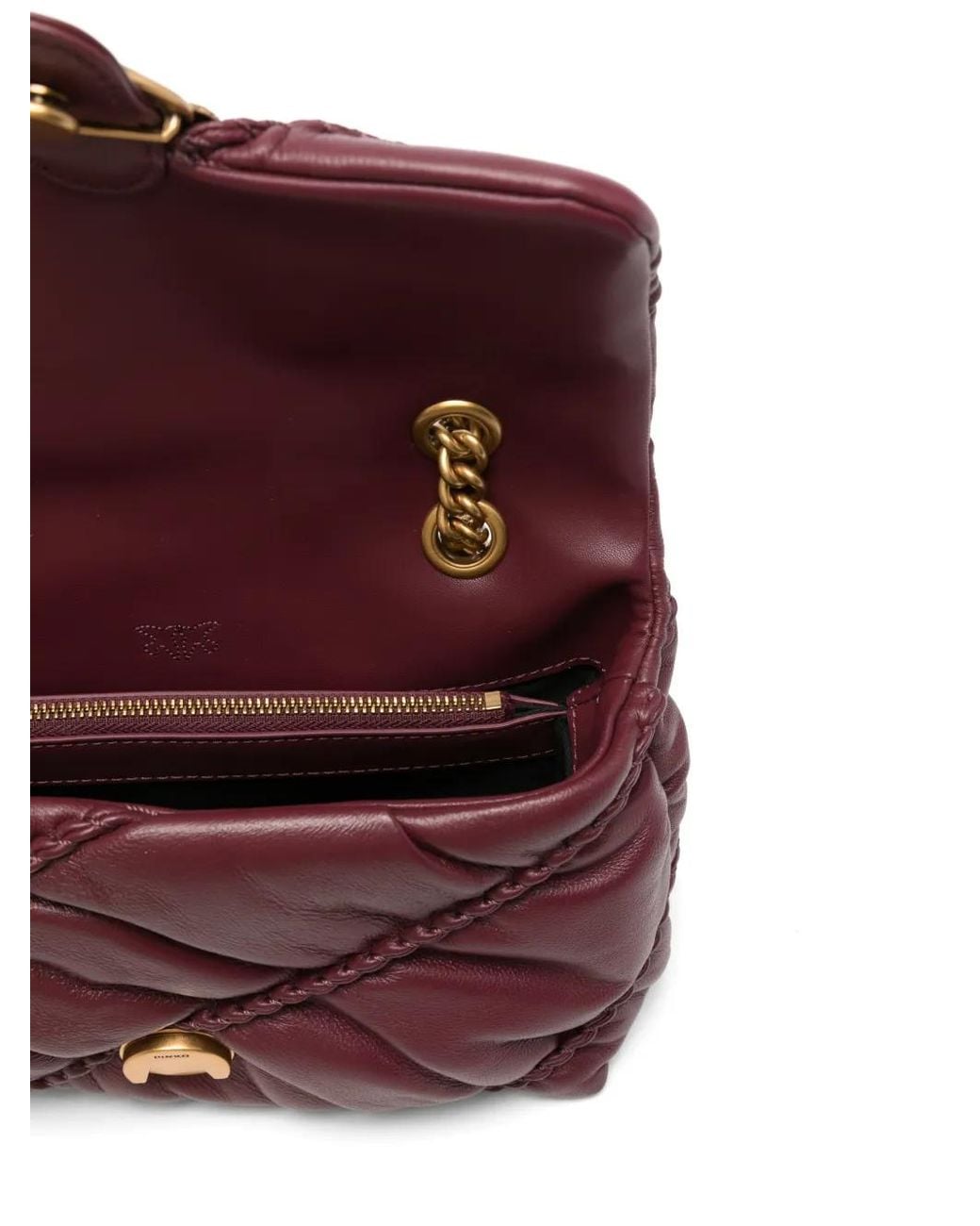 Pinko Purple Mini Love Birds Quilted Leather Shoulder Bag