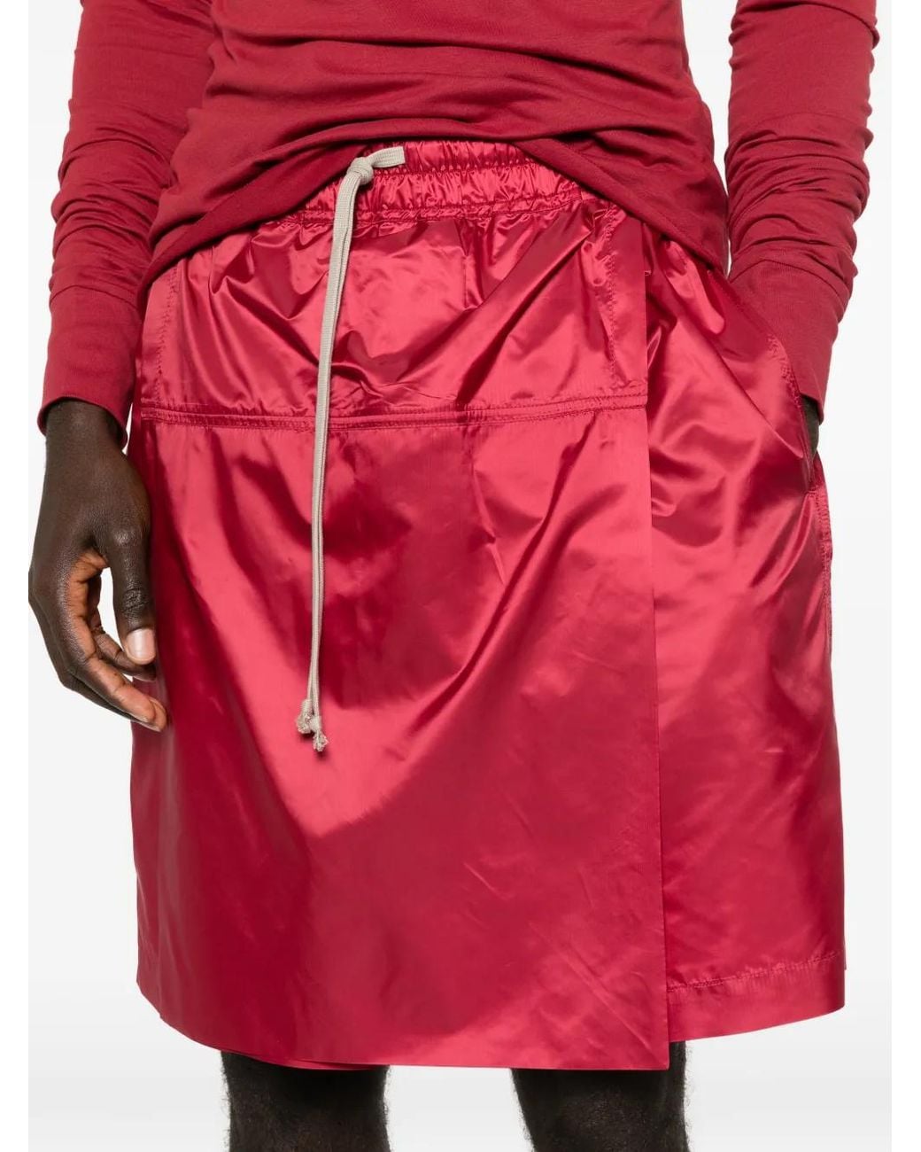 Moncler Red X Rick Owens Drawstring Kilt Shorts for men