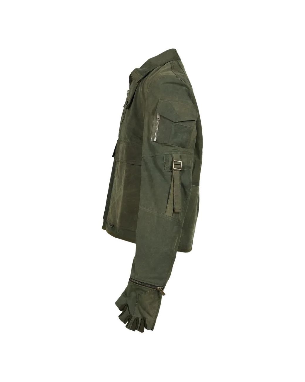 UNDER THE SIGN Green Phantom Patchwork Gloved Jacket for men