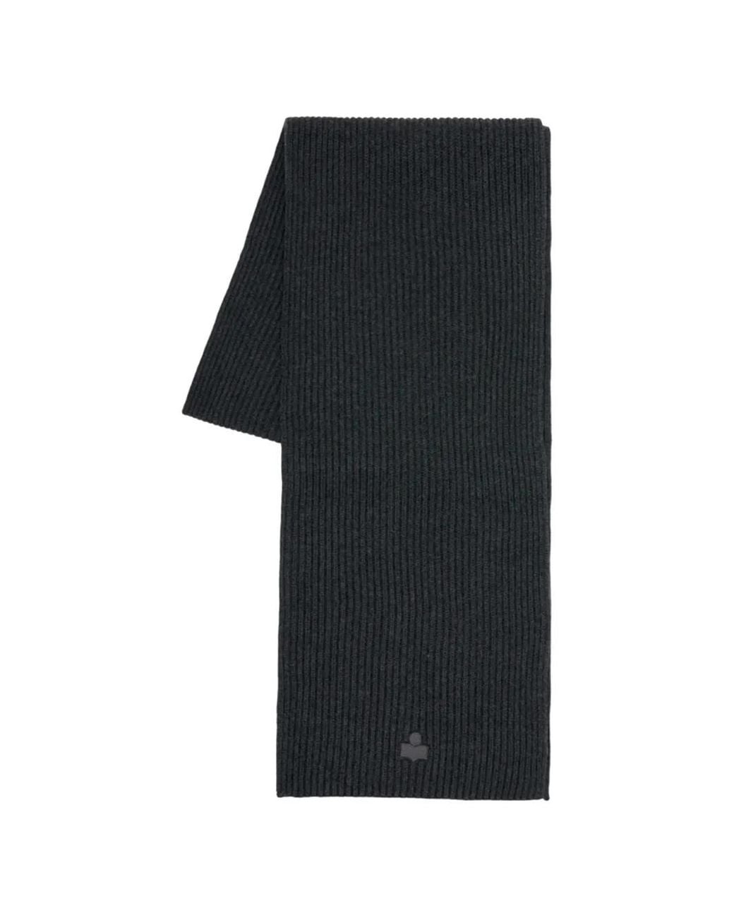 Isabel Marant Black Logo-Patch Scarf