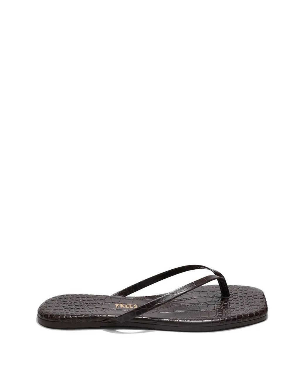 TKEES White Lily Square Croc Effect Flip-Flops