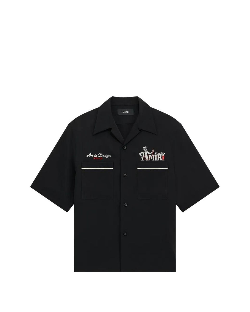 Amiri Black Studio Crepe Camp Shirt for men