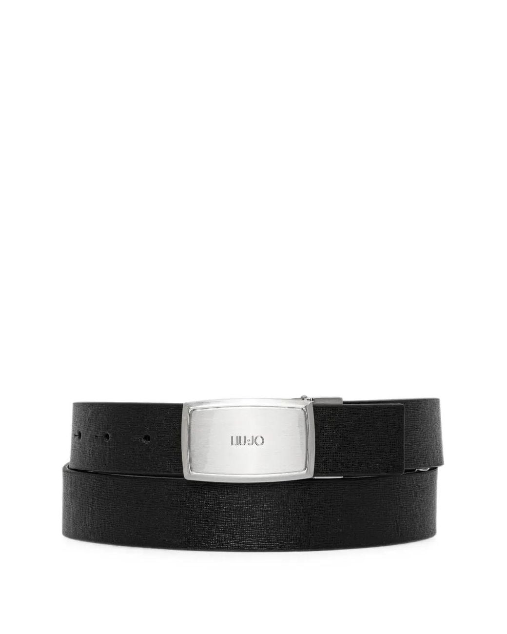Liu Jo Black Logo-Engraved Leather Belt for men