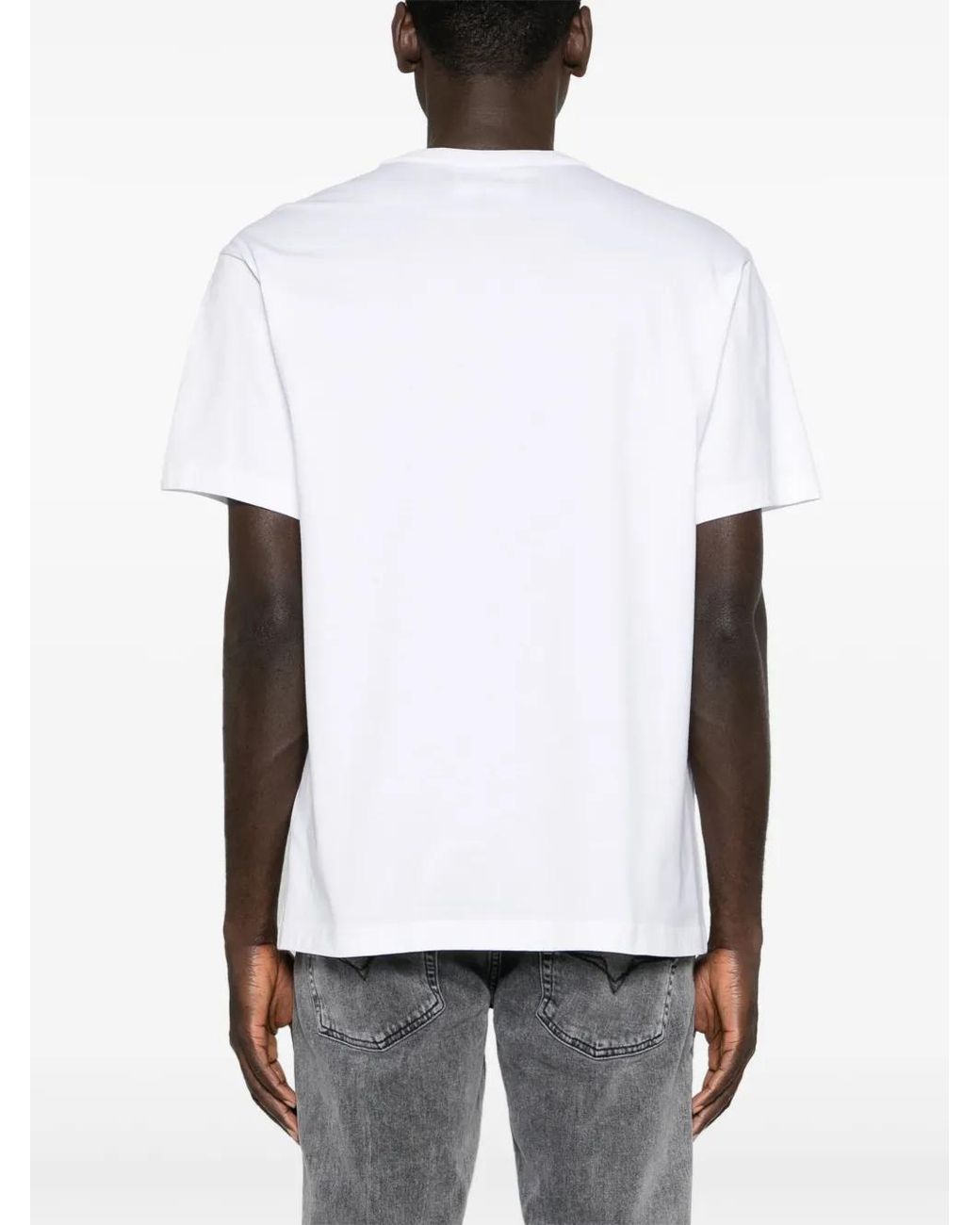 Versace Jeans Couture White Logo-Print Cotton T-Shirt for men
