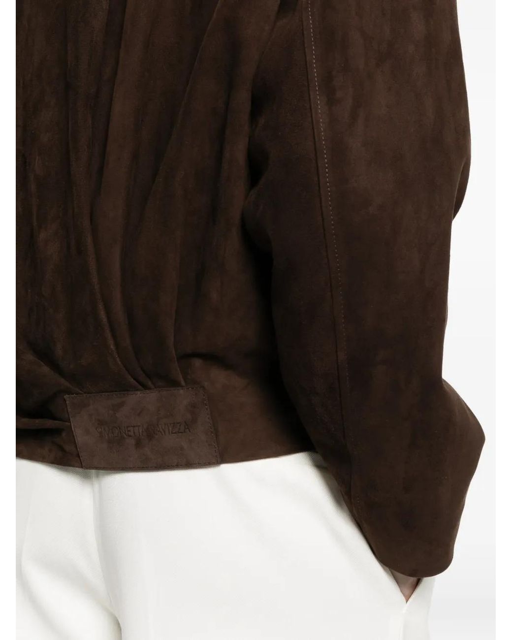 Simonetta Ravizza Brown Lavy Zip-Fastening Leather Jacket