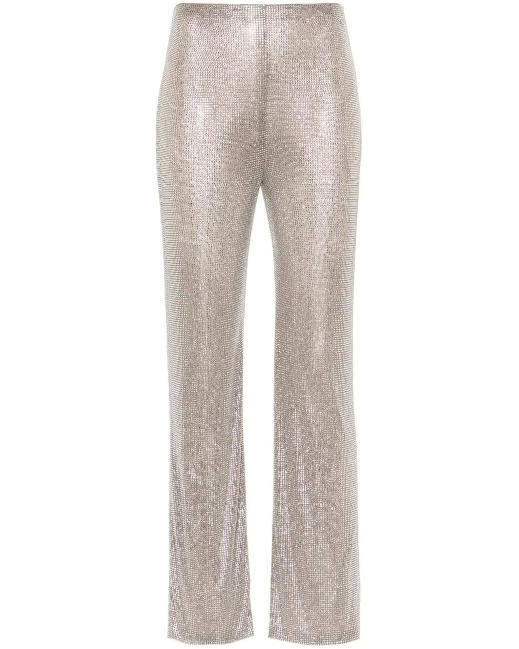 GIUSEPPE DI MORABITO Gray Rhinestone-Embellished Straight Trousers