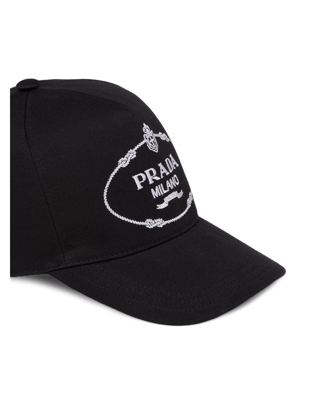 Prada Embroidered Logo Baseball Cap in Black | Lyst Canada