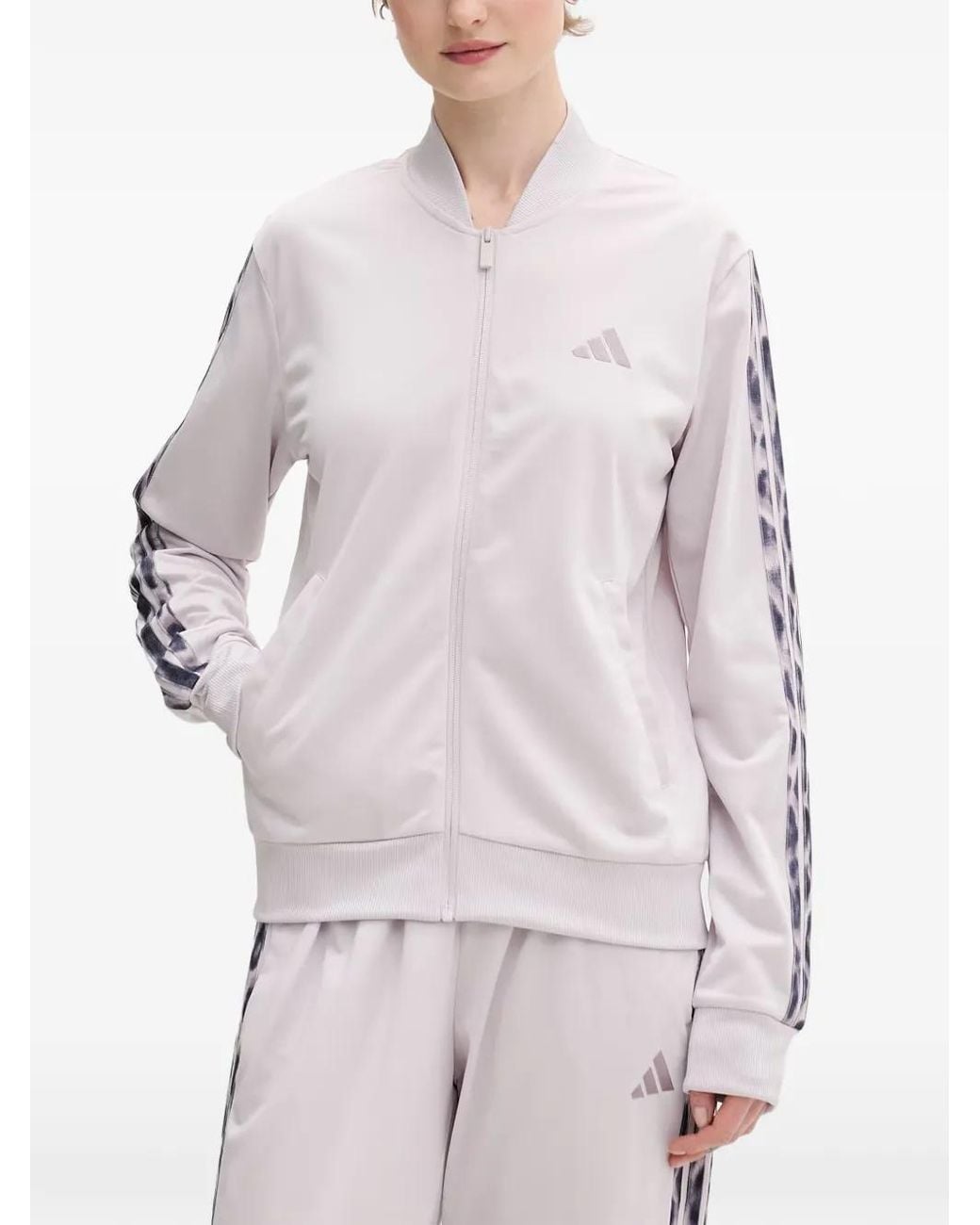 Adidas White Leopard-Print Detail Tracksuit Set