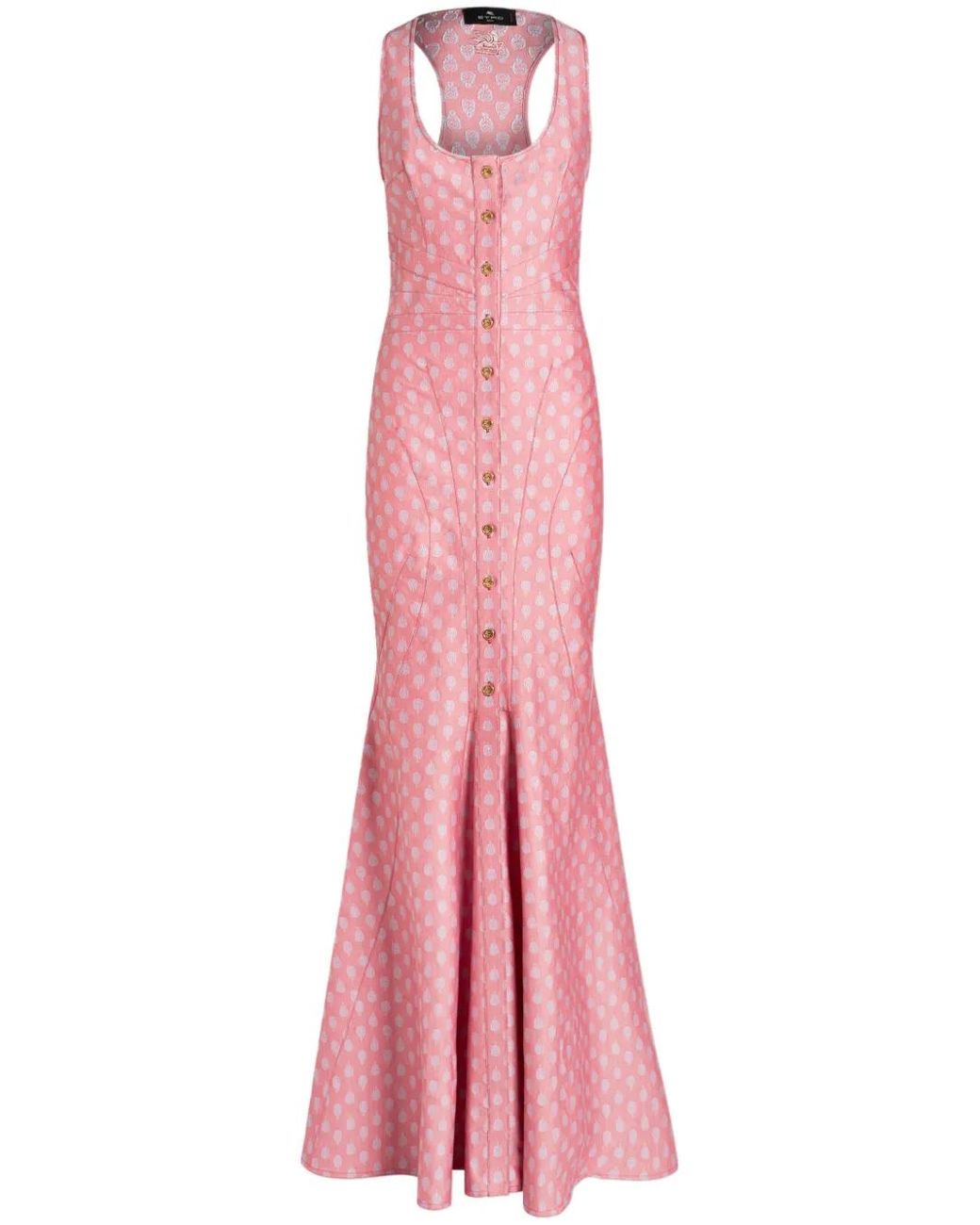 Etro Pink Patterned-Jacquard Cotton Gown