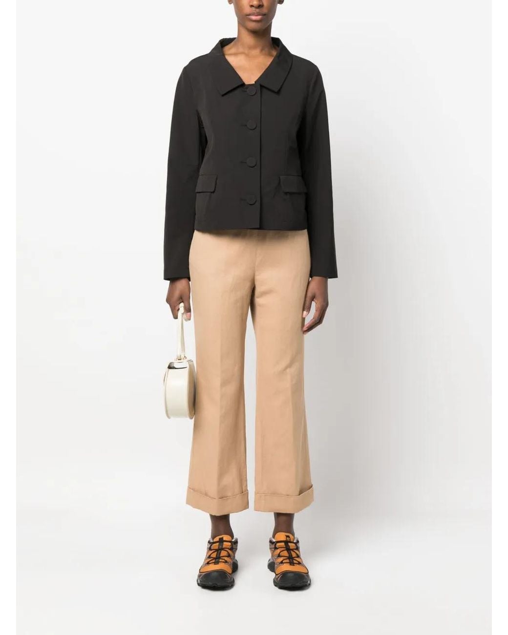 Aspesi Natural Cropped Flared Trousers
