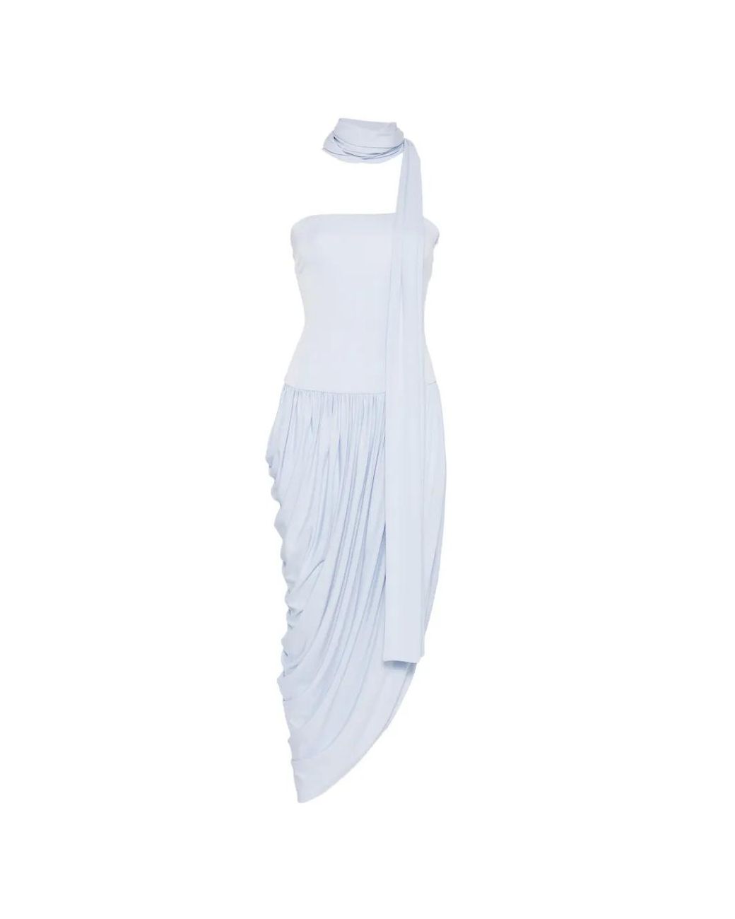 Esse Studios White Strapless Draped Dress