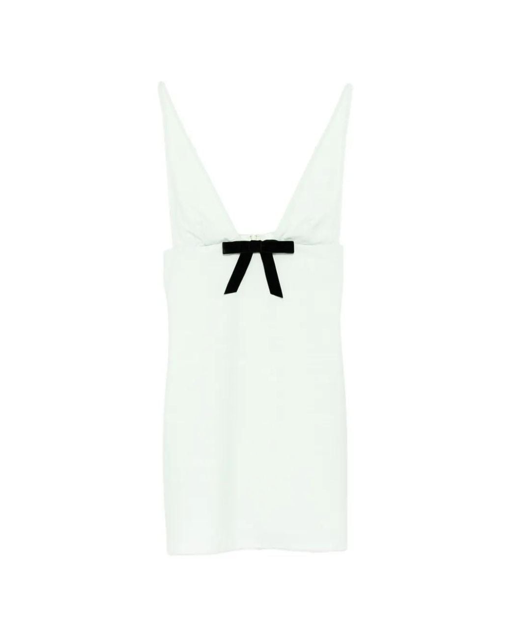 Kiki de Montparnasse White Bow V-Neck Dress