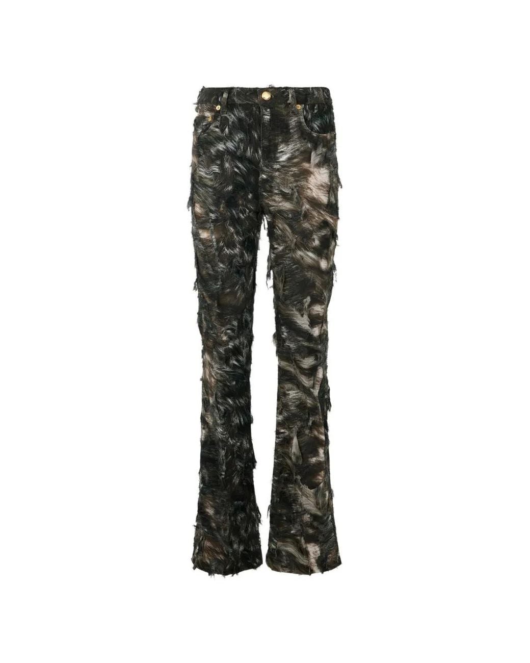 Roberto Cavalli Black Animal-Print Jeans