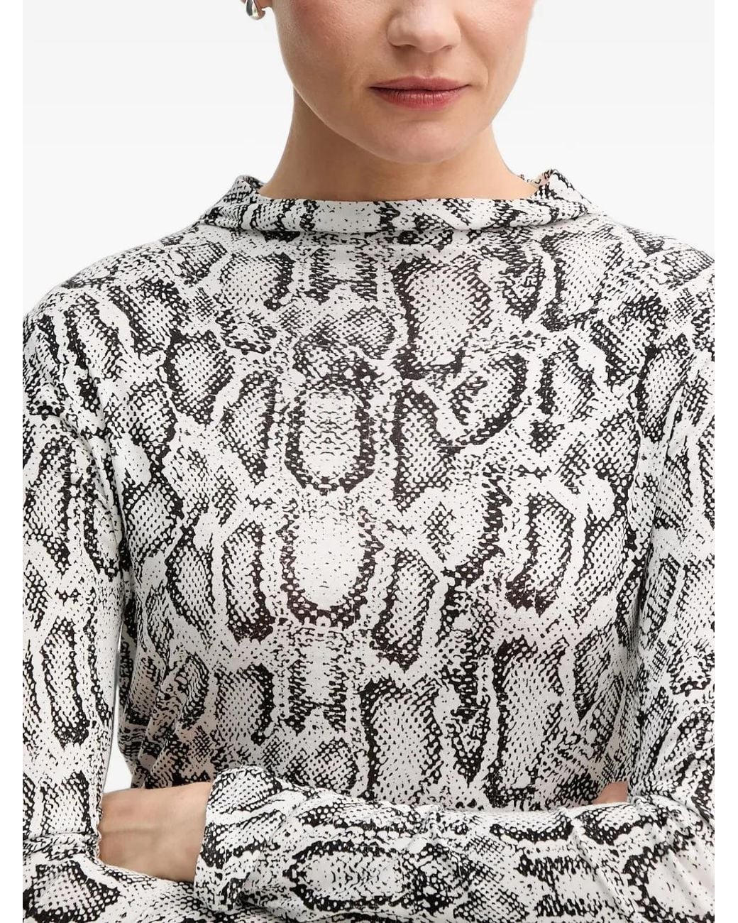 MARC AUREL Gray Snake-Print Long-Sleeve Top