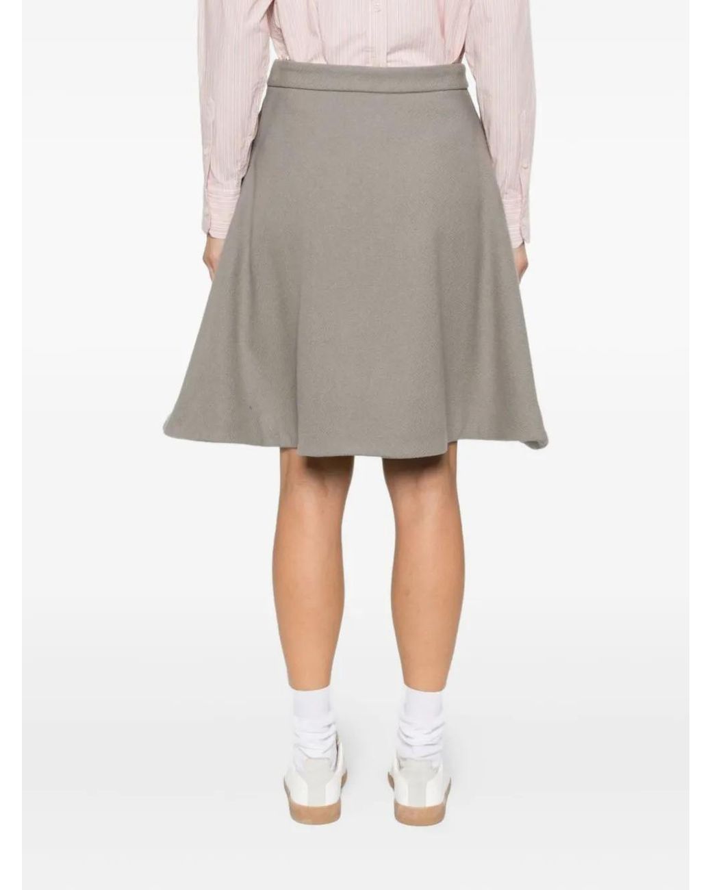 AMI Gray Knitted Midi Skirt