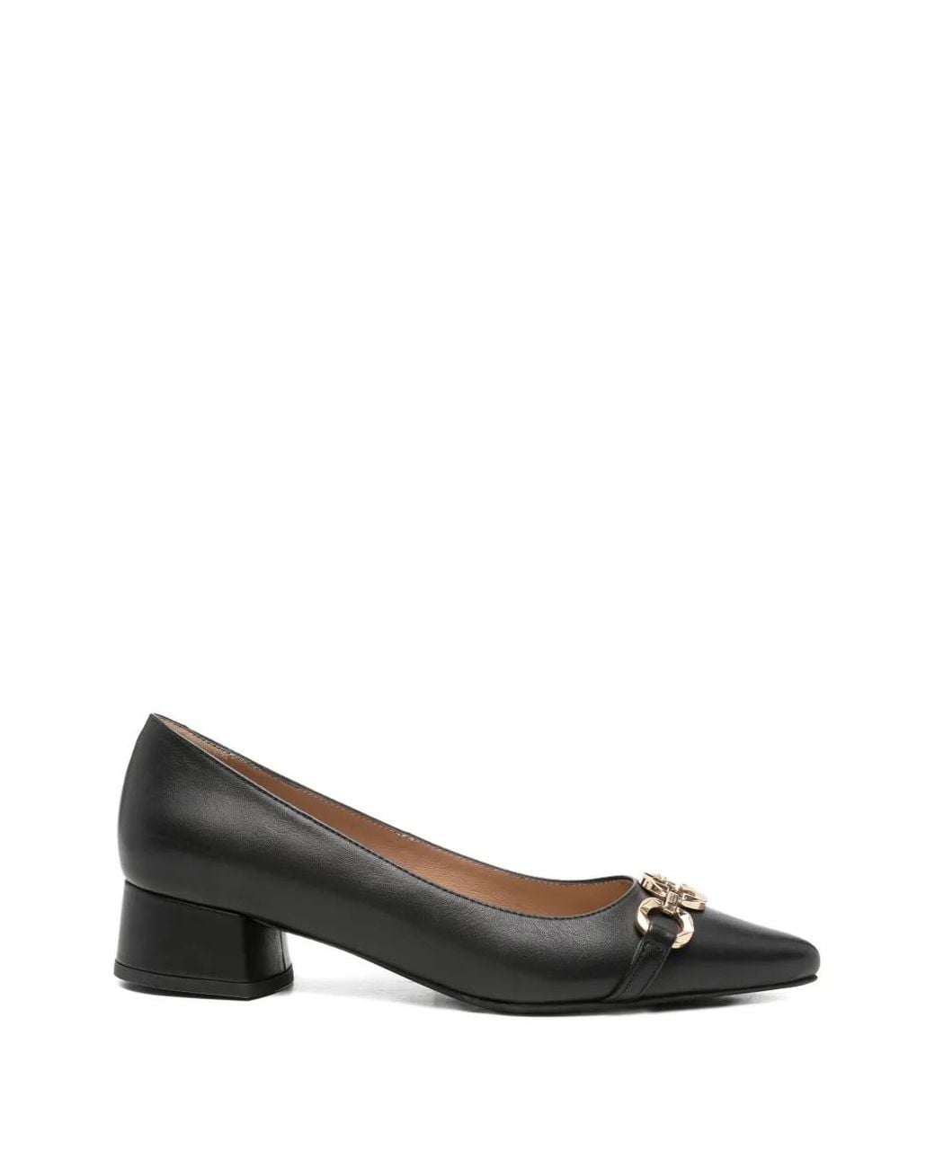 SERGIO MORETTI FIRENZE Black Chain-Link Pointed-Toe Pumps