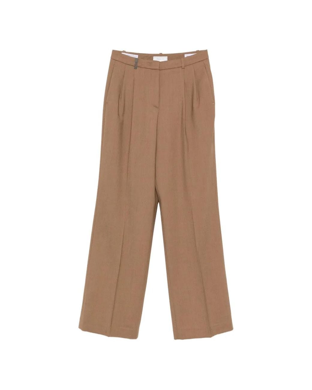 Peserico Natural Pantalon Droit À Design Plissé