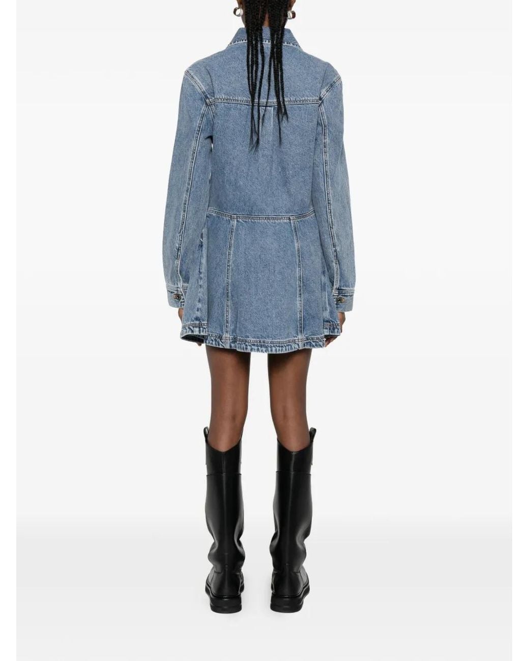 Self-Portrait Blue Denim Mini Shirt Dress