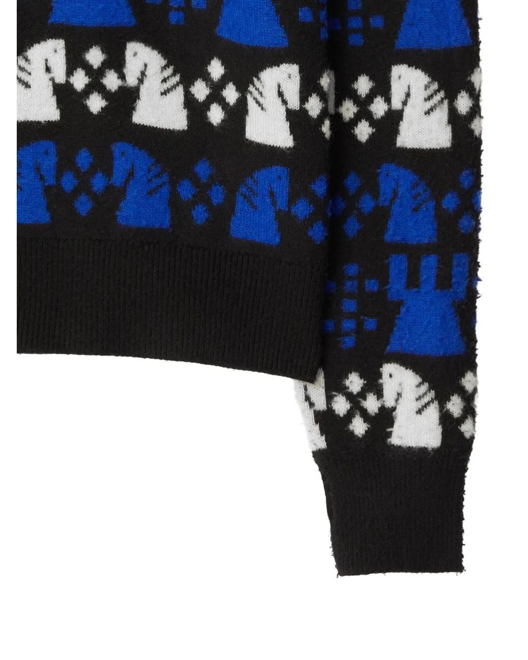 Burberry Blue Chess Wool Blend Sweater for men